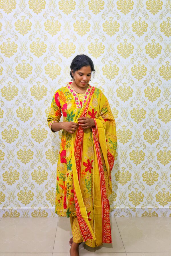 Pure Rayon Cotton Digital Print 3 Piece kurti