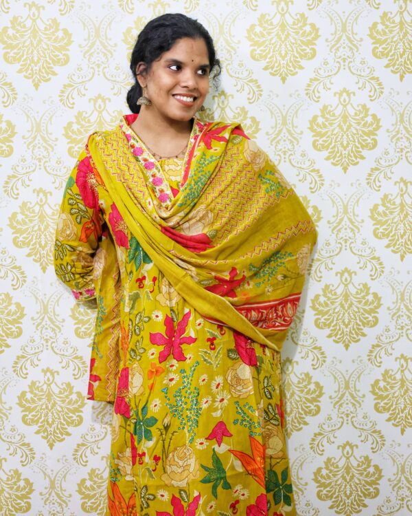 Pure Rayon Cotton Digital Print 3 Piece kurti