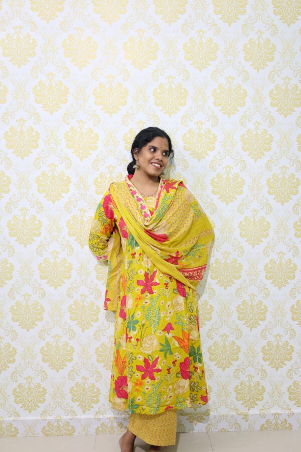 Pure Rayon Cotton Digital Print 3 Piece kurti