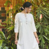 Line Slub Lace in Neck and Sleeve Work