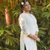 Line Slub Lace in Neck and Sleeve Work